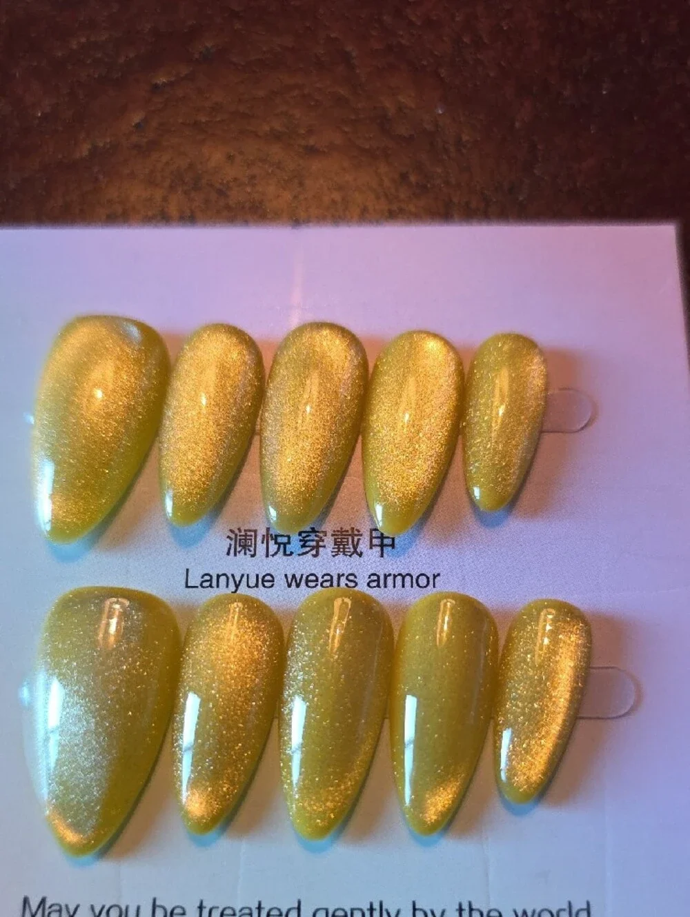 Yellow- Gold Shimmer Press-On Nails - Size Med.